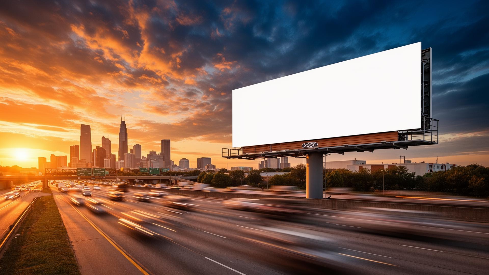 Modern billboard along a Dallas-Fort Worth highway